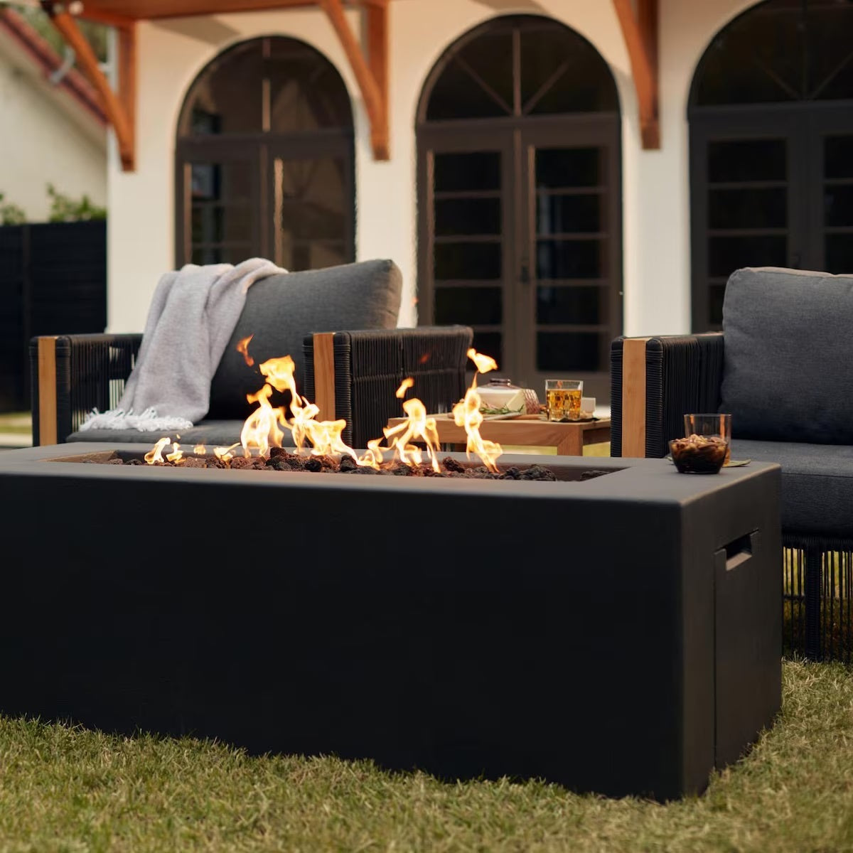 Blaze 60-Inch Rectangular Concrete Natural Gas Fire Pit Table in Phantom BLZ-60-FTABLE