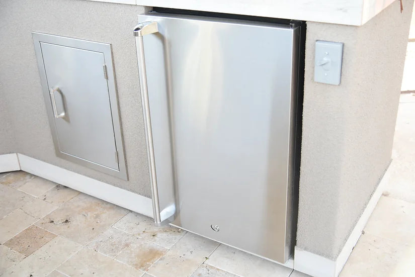 Kokomo Pro Built-In Outdoor Kitchen Refrigerator with Temp Control Soda Rack Pro Sleeve SKU: KO-FRIDGE+PROSLEEVE