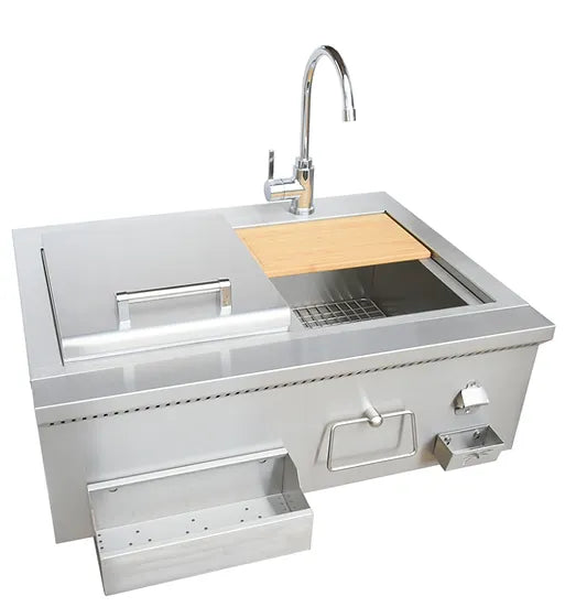 Kokomo 30" Built-In Bartender Cocktail Station With Sink Bottle Opener and Ice Chest SKU: KO-30CKT-SNK