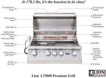 Lion Premium Grills Package 32-Inch Grill L75000 with Single Side Burner, Eco Friendly Refrigerator, Door and Drawer Combo with 5 in 1 BBQ Tool Set - Package Deal