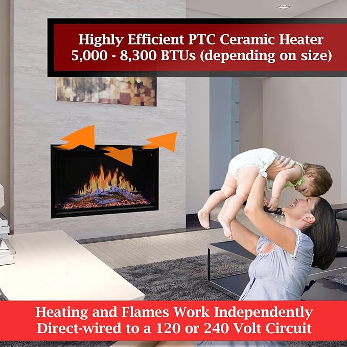 Chimeneas eléctricas Orion Traditional de 42 pulgadas con Heliovision Virtual Smart, empotrable, OR42-TRAD - Modern Flames