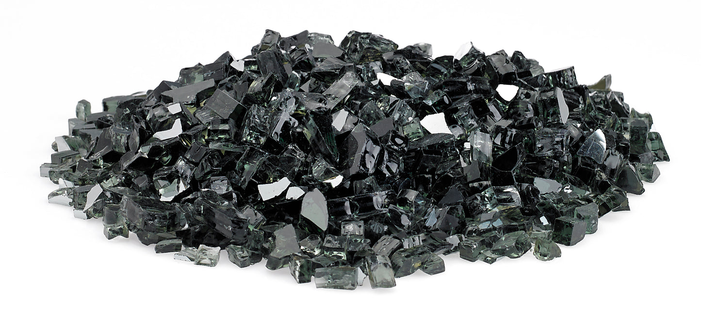 American Fire Glass - 1/4" Black Reflective, 10 lb. Jar Fire Glass