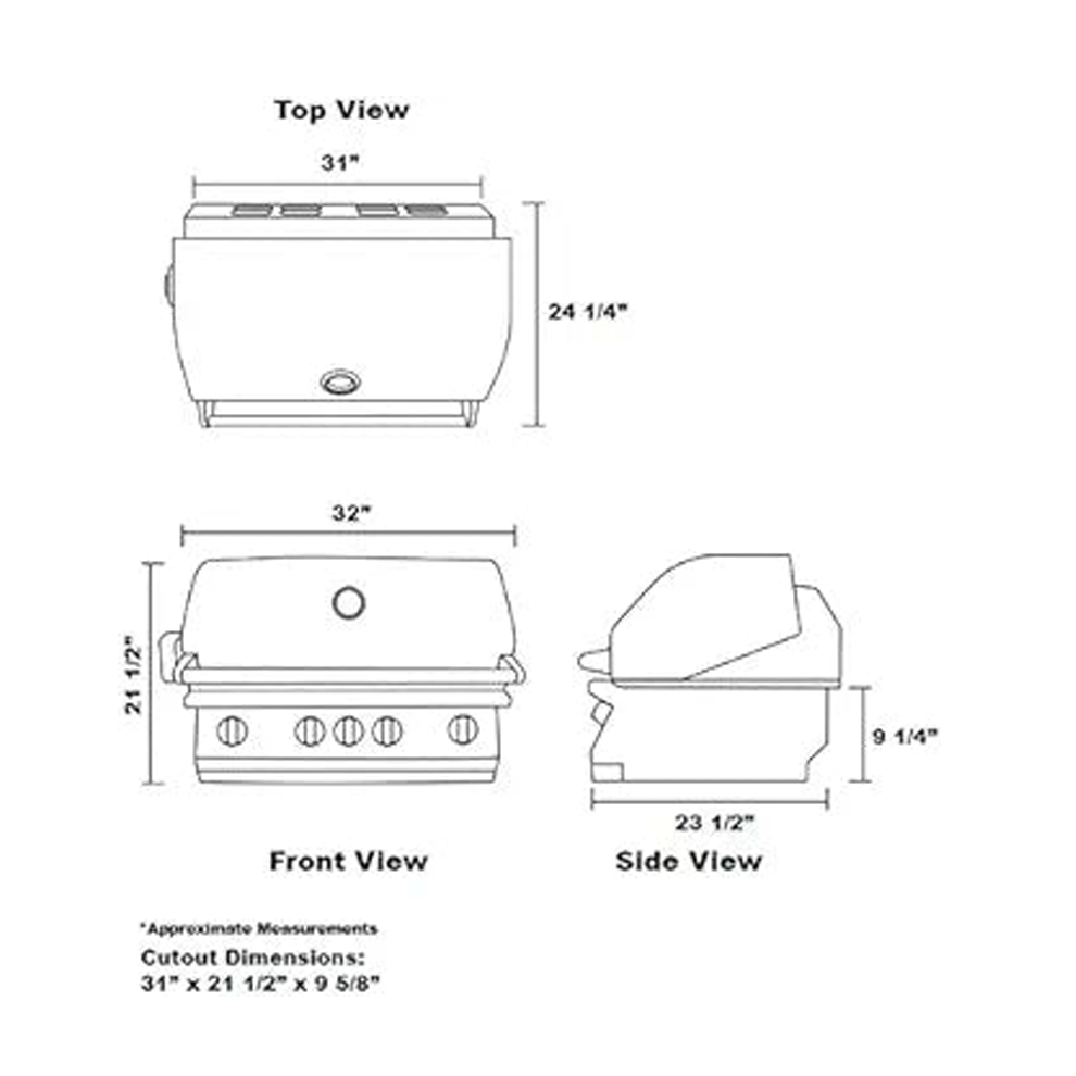 Lion 75000 32-Inch 4-Burner Stainless Steel Built-In Grill