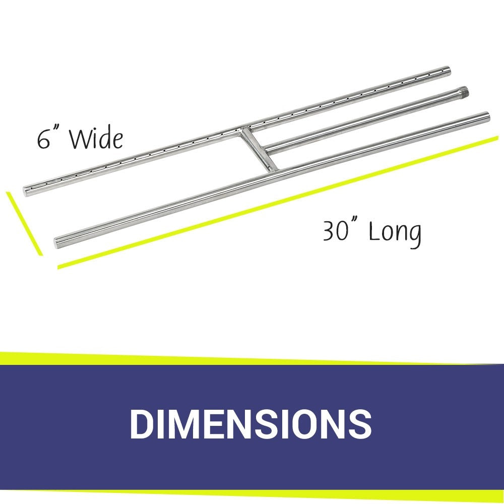 American Fire Glass - 30" H-Style Burner (30" x 6")