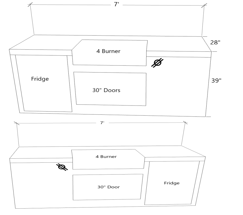 Isla recta Kokomo de 7 pies