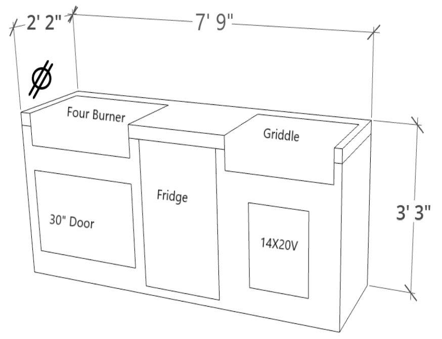 Kokomo 7' Griddle BBQ Island