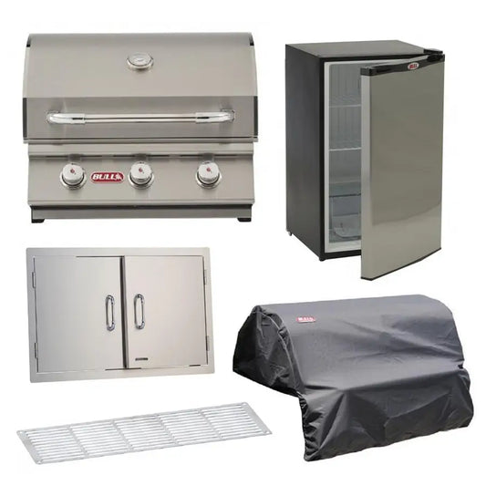 Bull 5-Piece Steer 24-Inch Grill Kitchen Package - Includes Fridge, Double Door, Grill Cover, and Vent