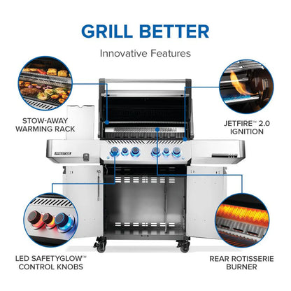 Napoleon Prestige 500 4-Burner Propane Grill w/ Rotisserie & Side Burner - P500VRSIBPSS