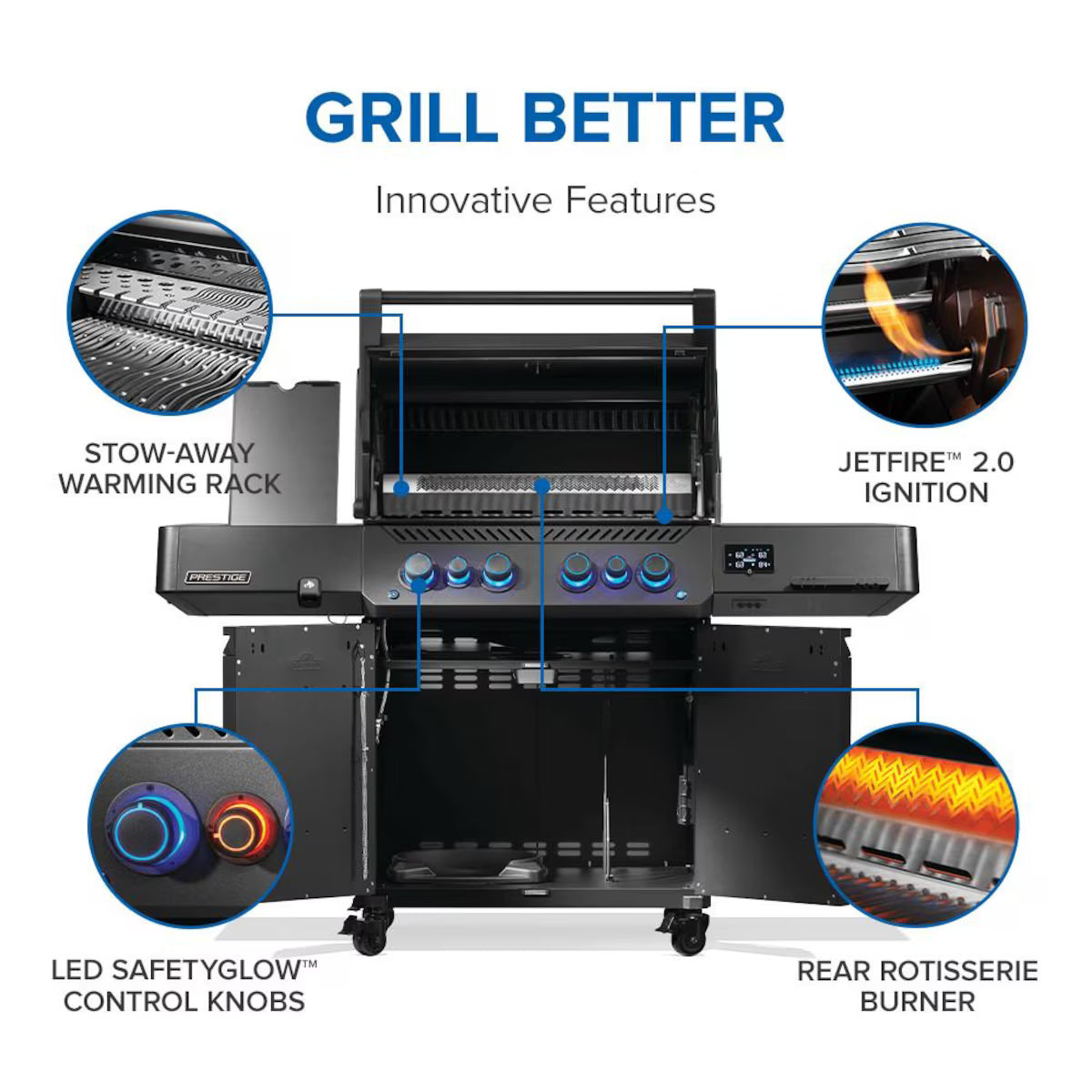 Napoleon - Prestige Phantom 500 Connected 4-Burner Propane Grill w/ Rotisserie, WiFi & Bluetooth - P500VXRSIBPK-PHM