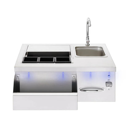 TrueFlame 30" Lighted Beverage & Prep Station - TF-BC-30L-W