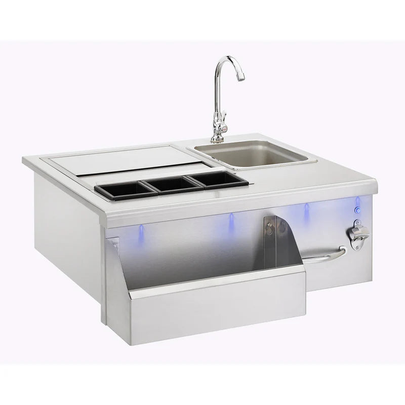 TrueFlame 30" Lighted Beverage & Prep Station - TF-BC-30L-W