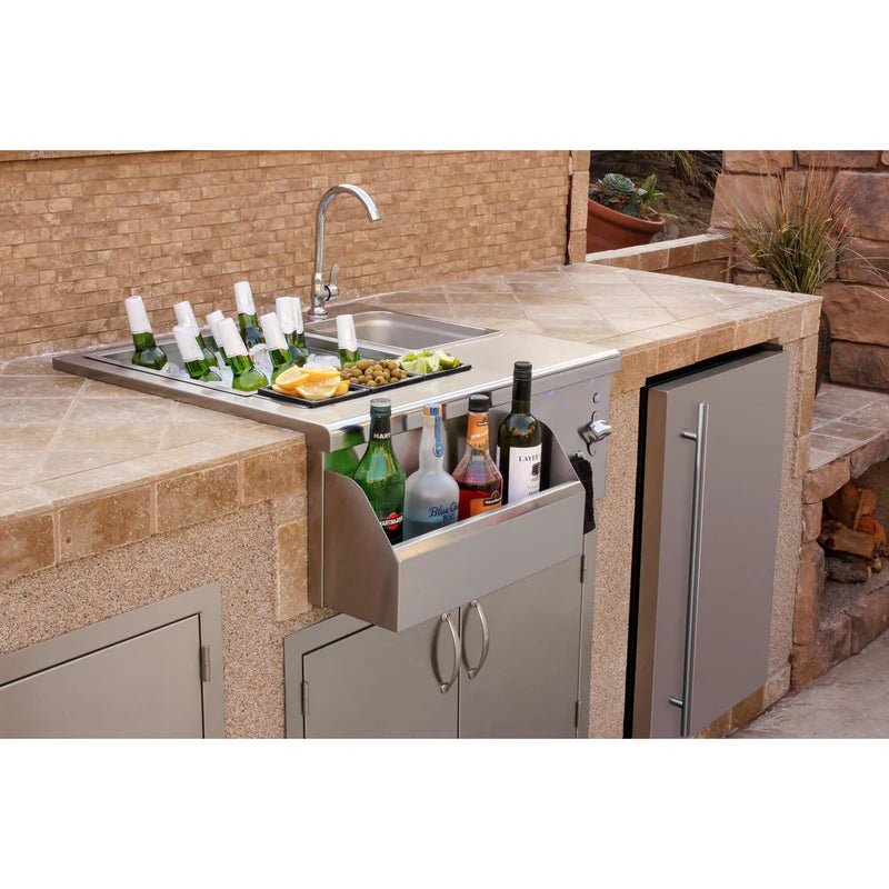 TrueFlame 30" Lighted Beverage & Prep Station - TF-BC-30L-W