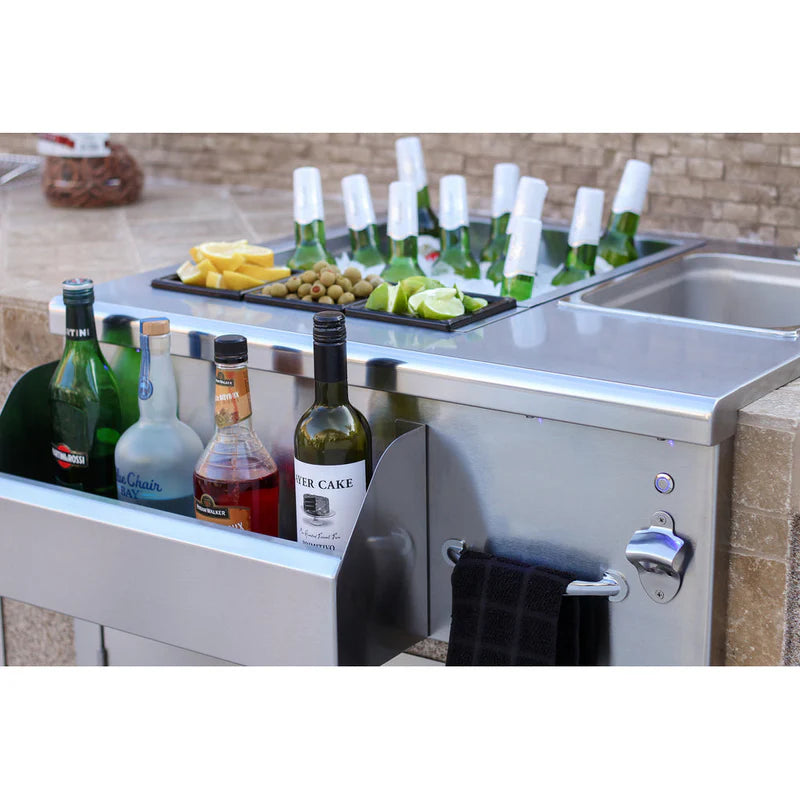 TrueFlame 30" Lighted Beverage & Prep Station - TF-BC-30L-W