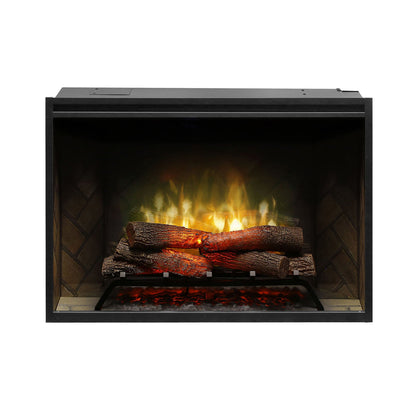 Dimplex Revillusion 36 inch Built-In Electric Firebox w/ Glass and Plug Kit | Herringbone Brick