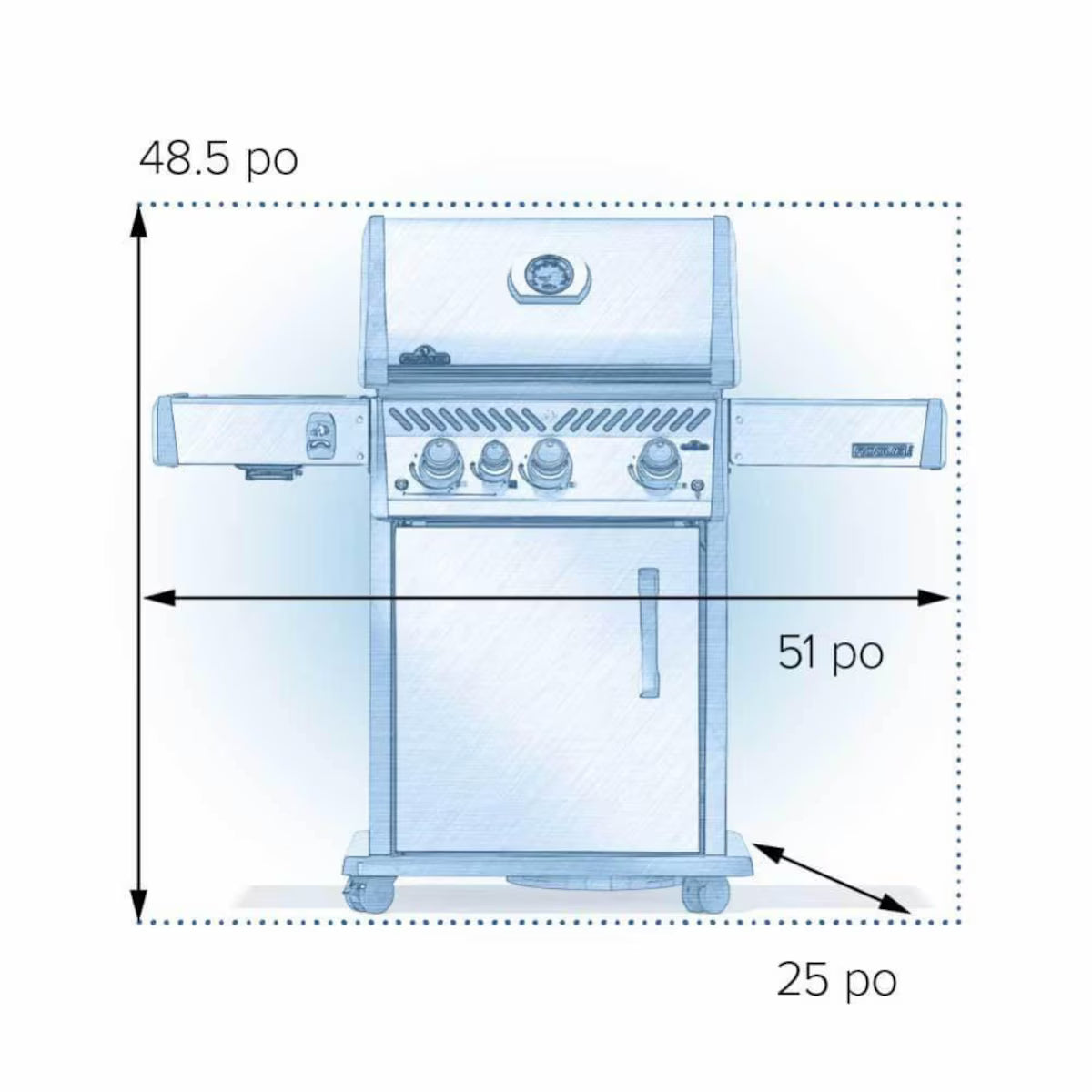 Napoleon Rogue PRO 425 3-Burner Propane Grill w/ Infrared Side Burner - RP425SIBPSS-2