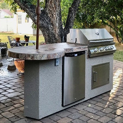 Kokomo Island - Maui 7'6" BBQ with 33" Round Bar on one end Led Lights and Built In BBQ