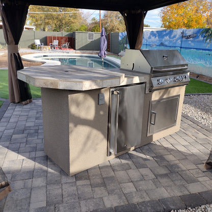 Kokomo Island - Poly 7'6" BBQ with Octagon Bar on Three Sides and Built In BBQ Grill