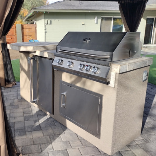 Kokomo Island - Poly 7'6" BBQ with Octagon Bar on Three Sides and Built In BBQ Grill