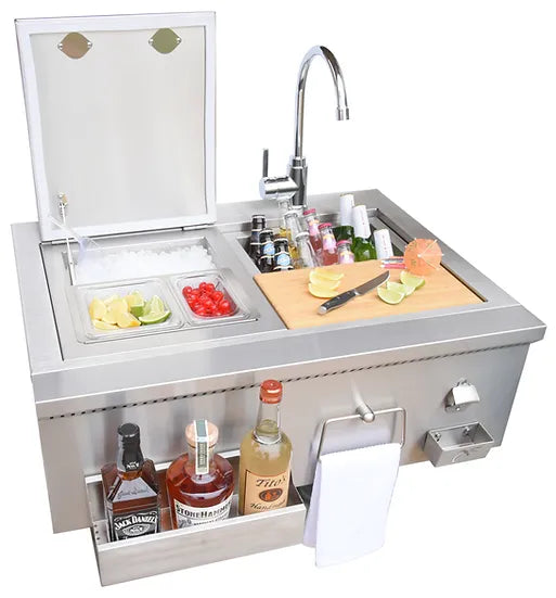 Kokomo 30" Built-In Bartender Cocktail Station With Sink Bottle Opener and Ice Chest SKU: KO-30CKT-SNK