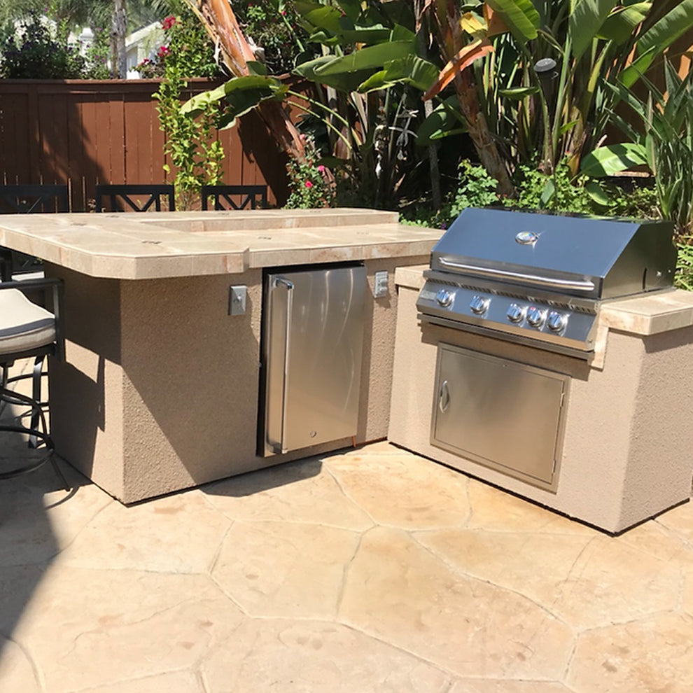 Kokomo Island - L-Shape BBQ with Bar Seating and 4 Burner Built-in BBQ Grill