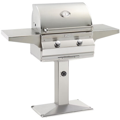 Fire Magic Choice C430S 24-Inch Natural Gas Grill With Analog Thermometer On Patio Post