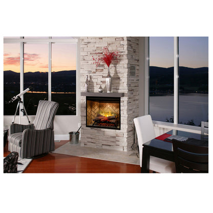 Dimplex Revillusion 30 inch Built-In Electric Firebox w/ Glass and Plug Kit | Herringbone Brick