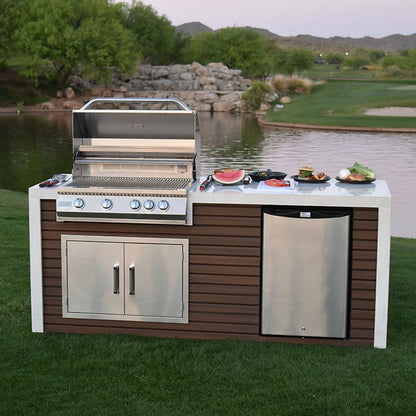 Kokomo Island - Classic Shiplap Outdoor Kitchen with Waterfall Edge