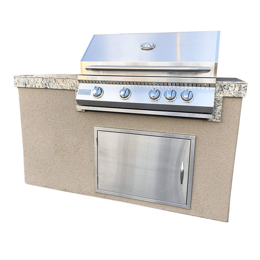 Kokomo Island - The 5' Maldives BBQ with Built In 4 Burner BBQ Grill and Access Door