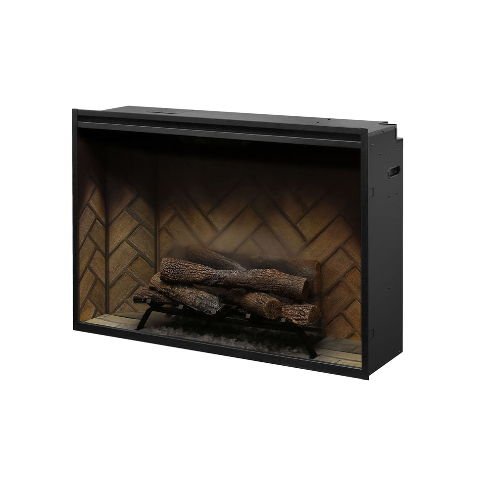 Dimplex Revillusion 42 inch Built-In Electric Firebox w/ Glass and Plug Kit | Herringbone Brick