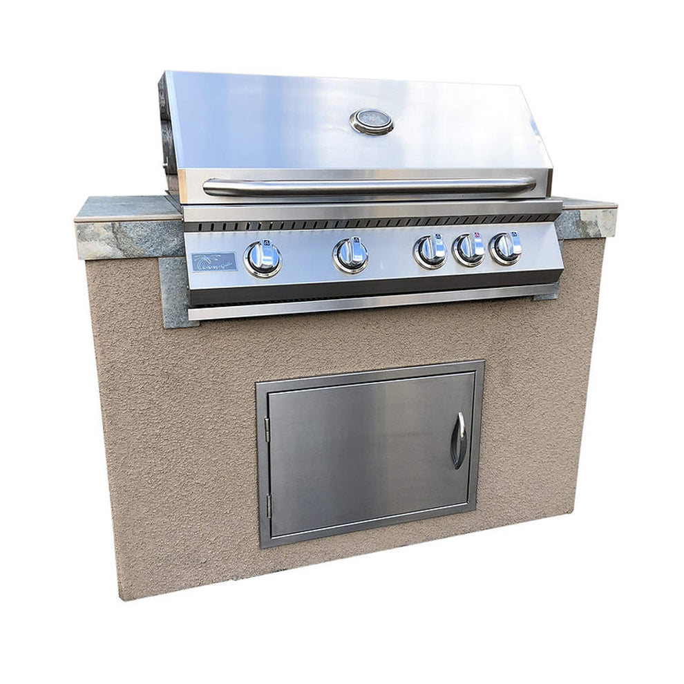 Kokomo Island - Panama 4' BBQ with 4 Burner Built In BBQ Grill