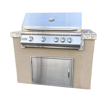 Kokomo Island - Fiji 4' BBQ with 4 Burner Built-In BBQ Grill