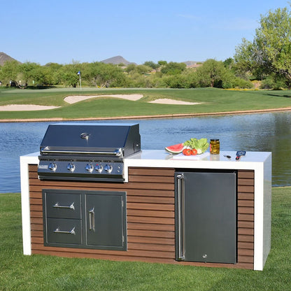 Kokomo Island - Professional Shiplap Outdoor Kitchen with Waterfall Edge