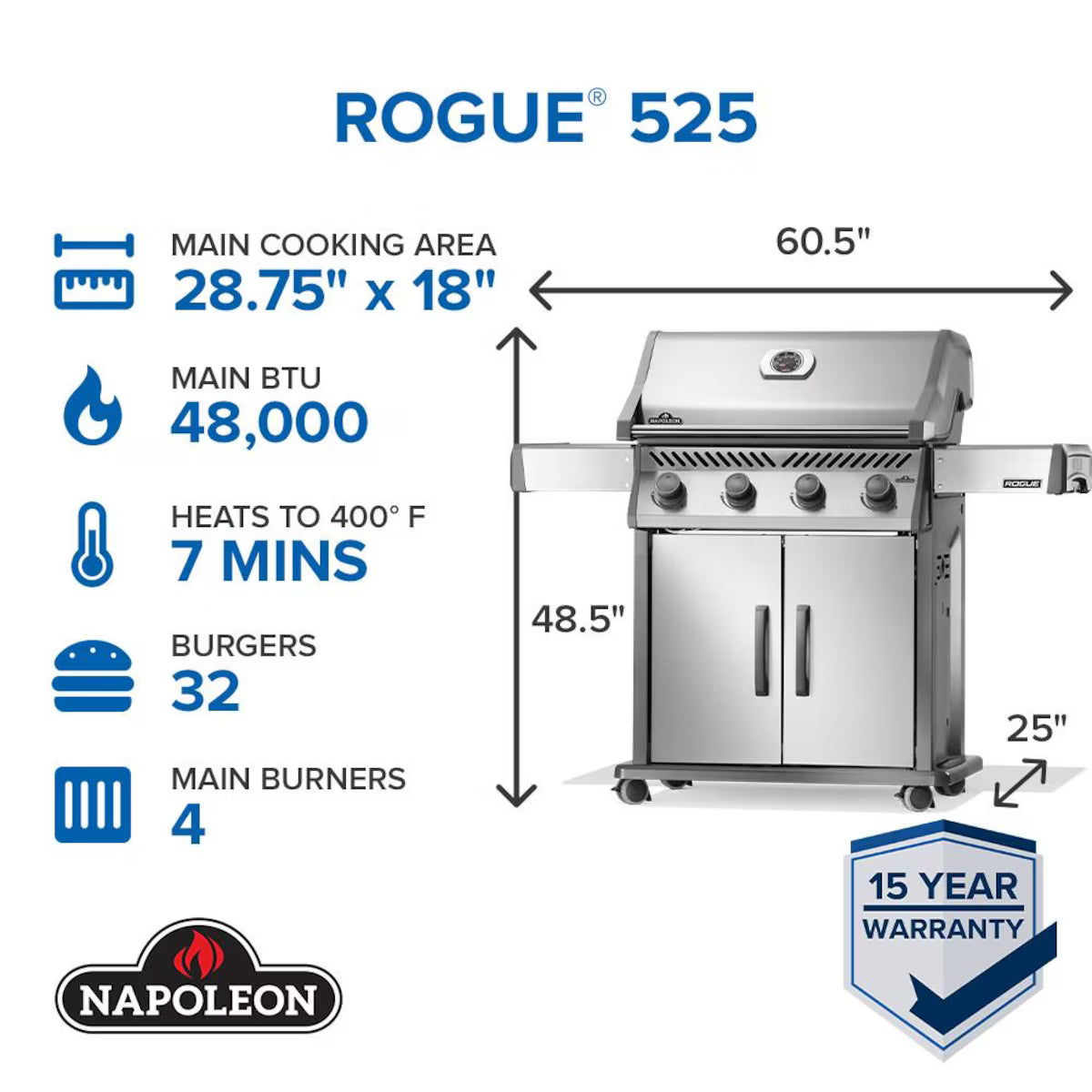Napoleon Rogue 525 4-Burner Propane Grill - R525PSS-2