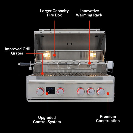 Blaze LTE PRO 32-in 4-Burner Built-In Natural Gas Grill w/ Digital Temperature Screen & Rotisserie - BLZ-4LTEPRO