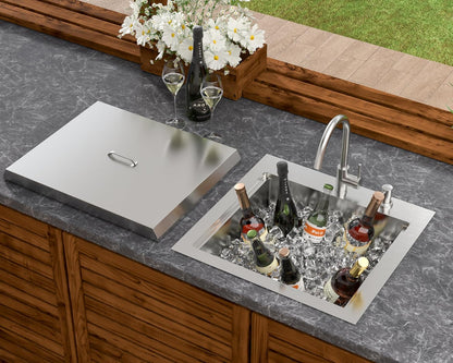 21" Outdoor Kitchen Sink Drop In Bar Sink Workstation With Faucet And Dust Lid Single Bowl Utility Small Sinks 304 Stainless Steel