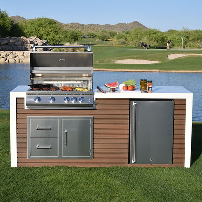 Kokomo Island - Professional Shiplap Outdoor Kitchen with Waterfall Edge