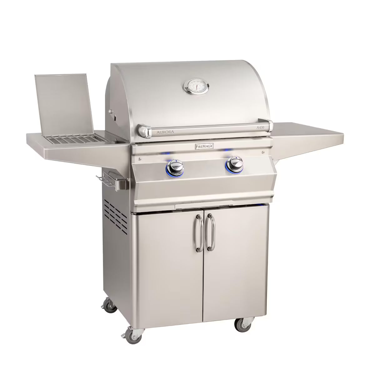 Fire Magic Aurora A430S 24-Inch Freestanding Propane Gas Grill With Side Burner And Analog Thermometer