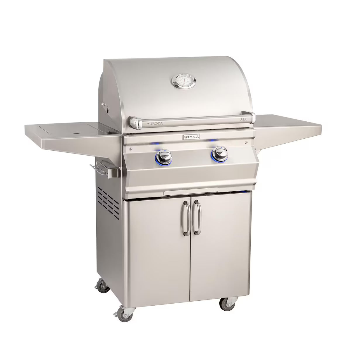 Fire Magic Aurora A430S 24-Inch Freestanding Propane Gas Grill With Side Burner And Analog Thermometer