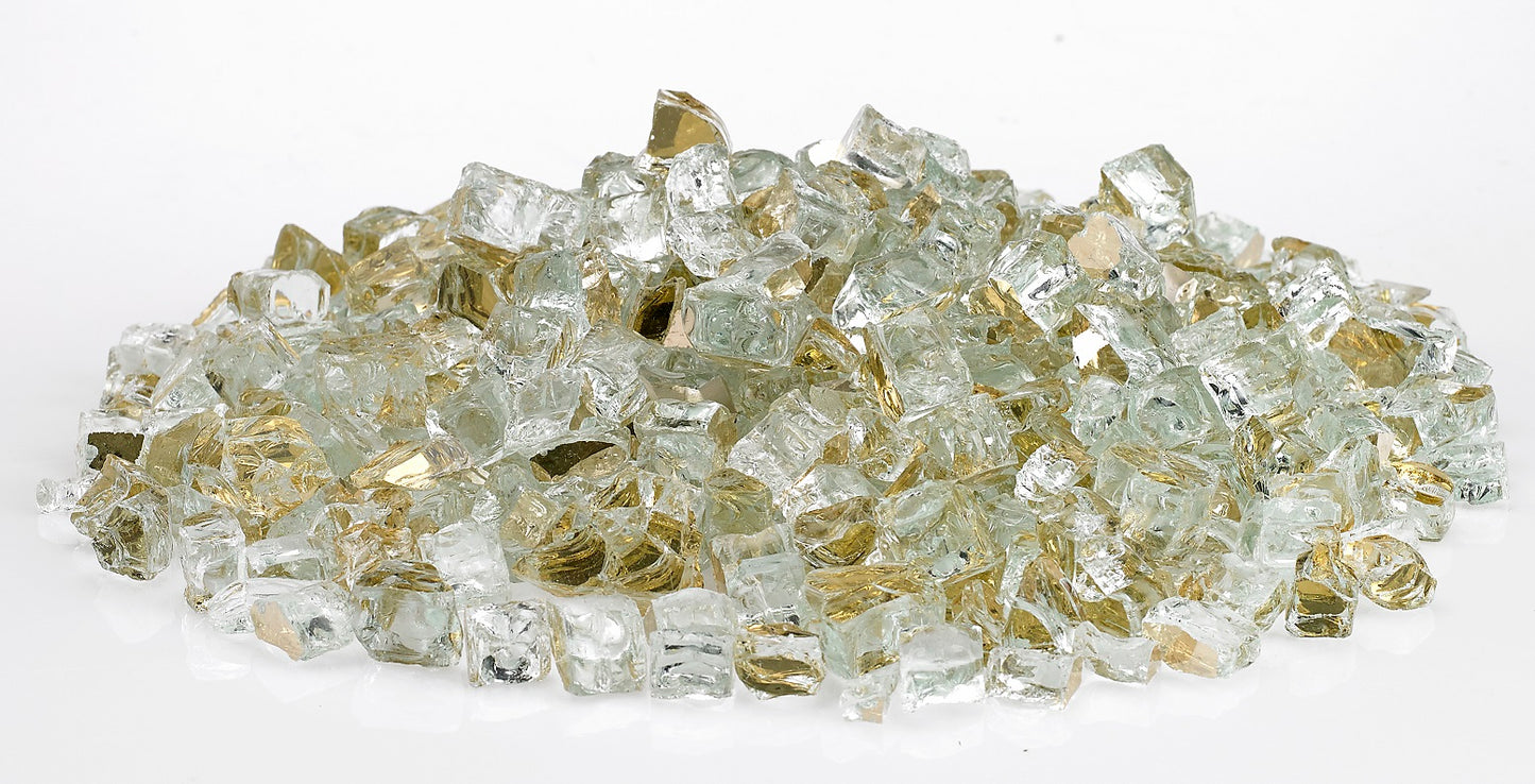America Fire Glass - 1/2" Gold Reflective, 10 lb. Jar Fire Glass