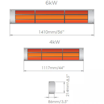 Bromic Heating Cobalt Smart-Heat 44-Inch 4000W Dual Element 240V Electric Infrared Patio Heater - Stainless Steel - BH0610003