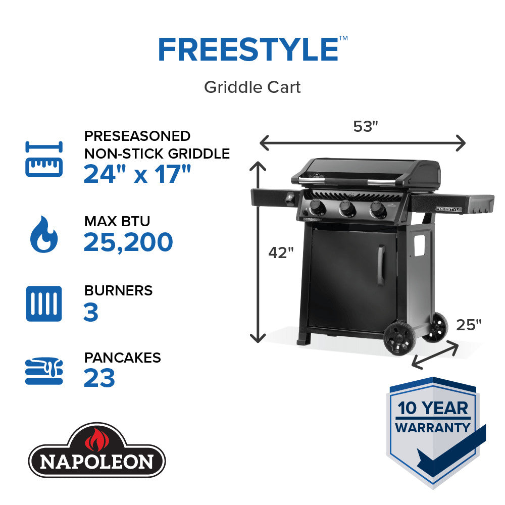 Napoleon - Freestyle™ 24 Inch Pre-seasoned Non-Stick Griddle
