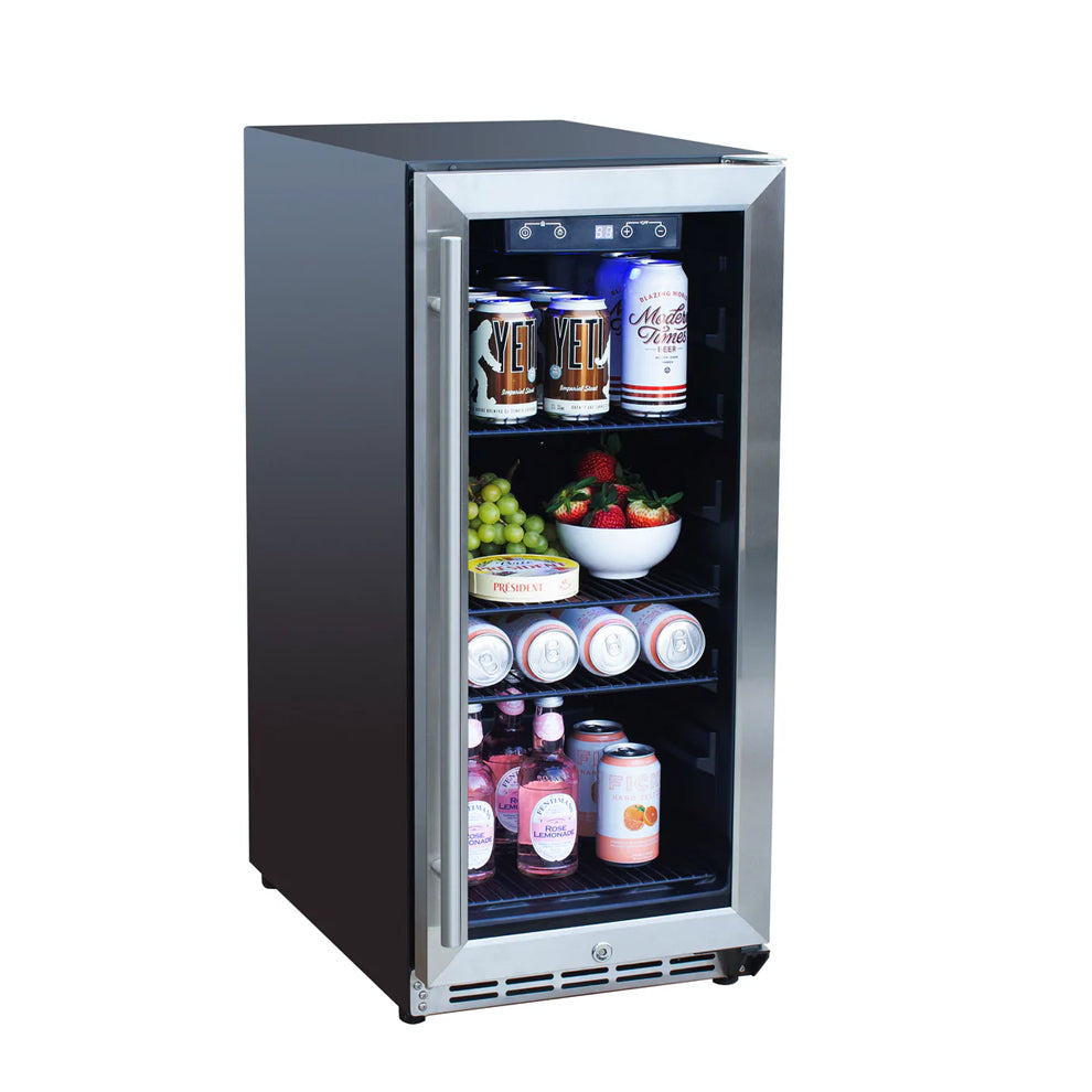 Summerset 15 Inch Outdoor Rated Fridge w Glass Door – RFR-15G