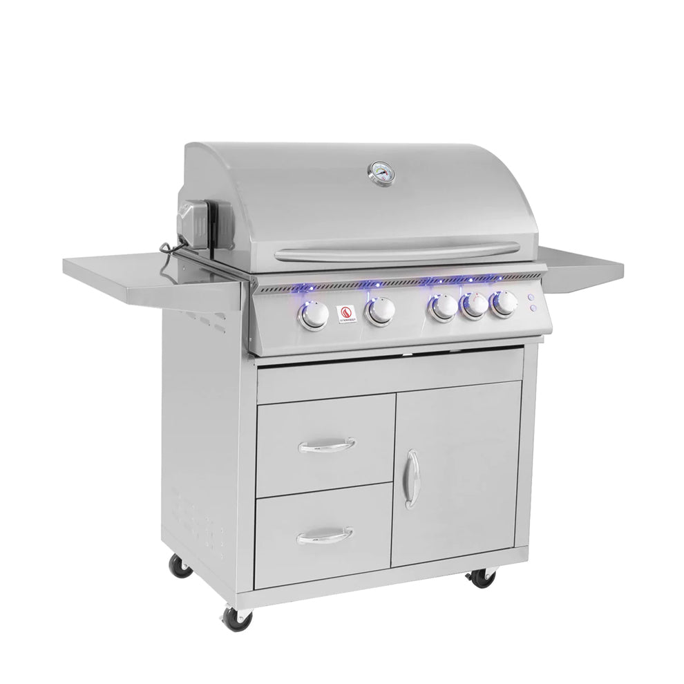 Summerset Sizzler Pro 32-Inch 4-Burner Freestanding Gas Grill With Rear Infrared Burner – SIZPRO32