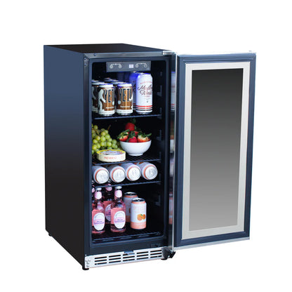 Summerset 15 Inch Outdoor Rated Fridge w Glass Door – RFR-15G