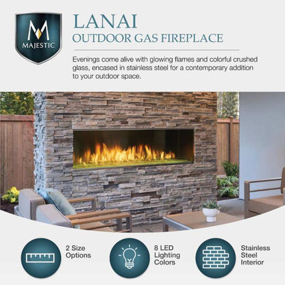 Majestic Lanai 48" Outdoor Linear Vent Free Gas Fireplace   ODLANAIG-48