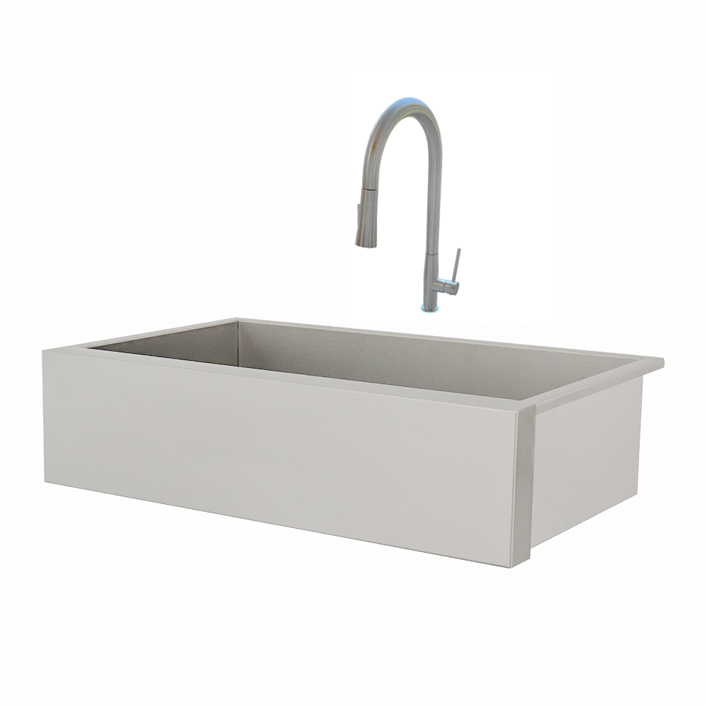 RCS - 32" Outdoor Rated Farmhouse Sink w/Faucet & Grate