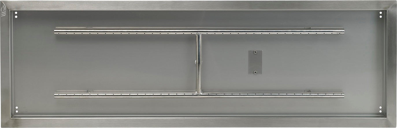 American Fire Glass - 48" x 14" SS Rectangular Drop-In Fire Pit Pany w/H Burner