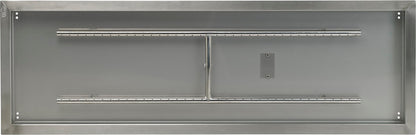 American Fire Glass - 48" x 14" SS Rectangular Drop-In Fire Pit Pany w/H Burner