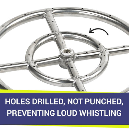 American Fire Glass - 12" Double-Ring SS Burner with a 1/2" Inlet