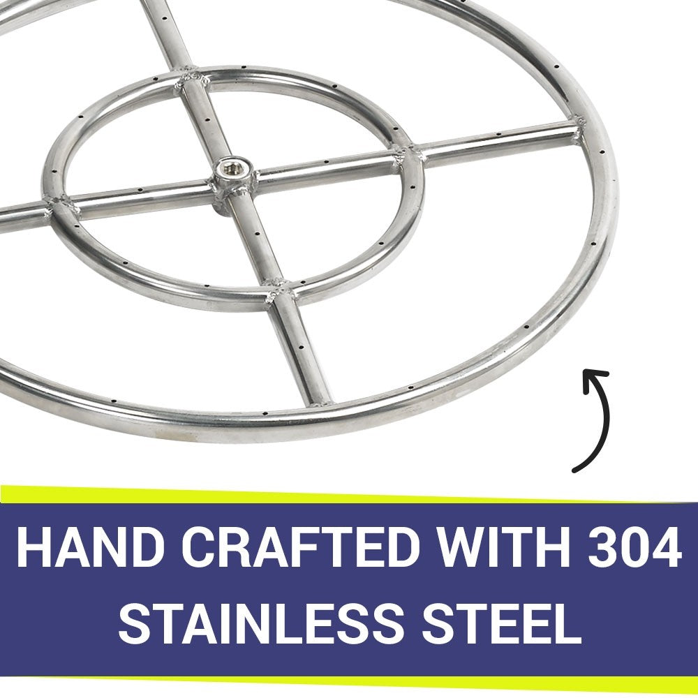 18" Double-Ring SS Burner with a 1/2" Inlet